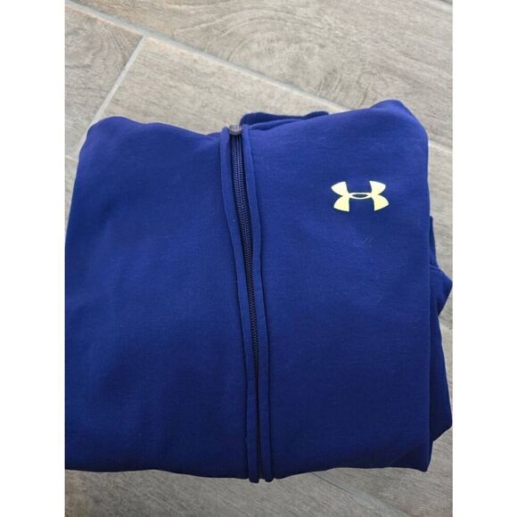 Boys Under Armour Zip Up Hoodie Blue and Neon Green Size Youth Large - Picture 5 of 5